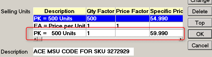 Example of incorrect multiple selling unit