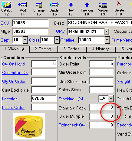 Location of Standard Pack and Order Multiple fields